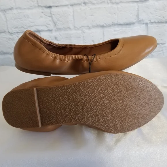 Torrid Scrunch Ballet Flats Shoes Size 8 Tan Cognac Brown Wide Width Neutral New - Picture 8 of 16